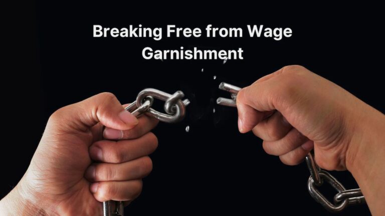 A person holding a broken chain symbolizing liberation from wage garnishment. Tax relief helpers USA
