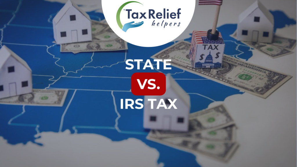 A map with cartoon state taxes as homes.